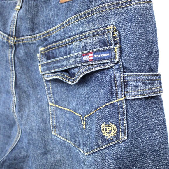 Phat Farm Men's 36 Blue Baggy Denim Carpenter Jorts Hip Hop Skater Y2K Vintage - Picture 6 of 7